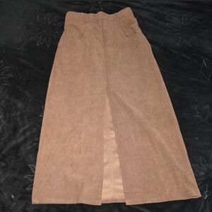 HALARA Brown Corduroy Maxi Skirt
